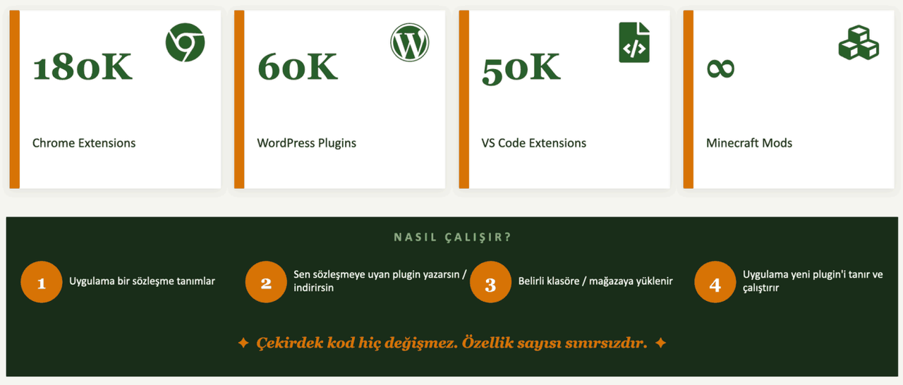 Chrome, WordPress ve VS Code eklenti sayıları ile eklenti çalışma adımları