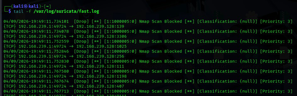 fast.log dosyasında oluşan Drop kayıtları