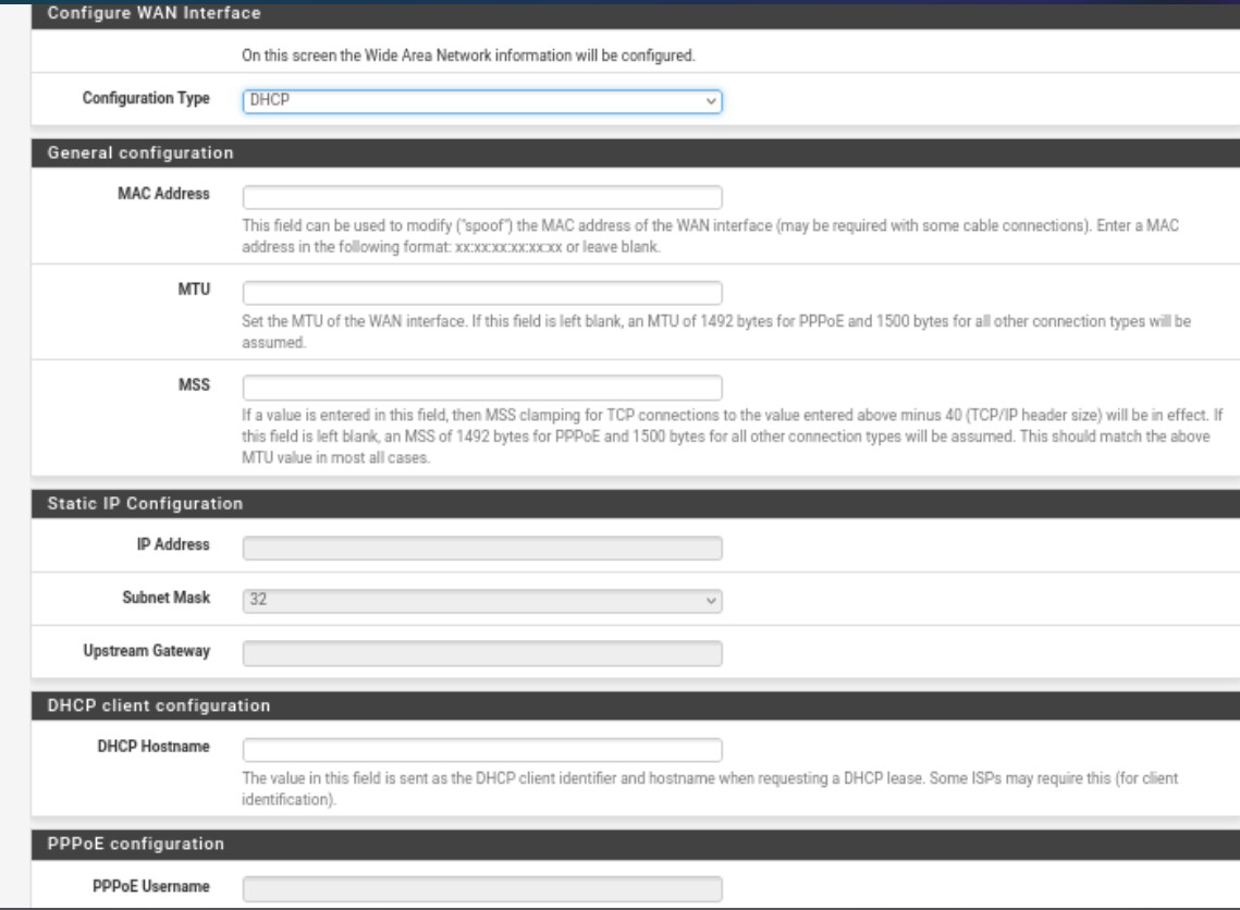 Configure WAN Interface ekranı